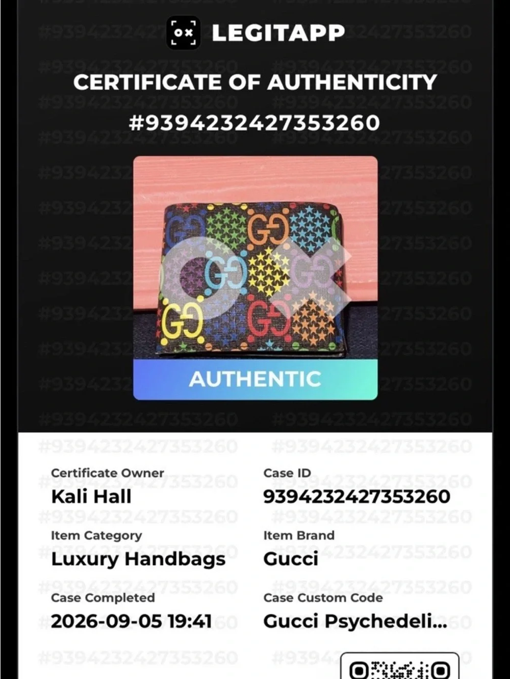 Authentic Gucci GG Psychedelic Bifold Wallet Black Multicolor Stars w/COA